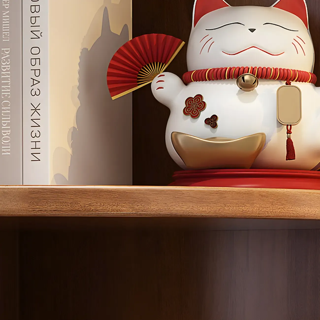 Contemporary Space-Saving Wood Walnut Corner Bookcase Image - 4