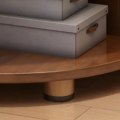 Contemporary Space-Saving Wood Walnut Corner Bookcase Image - 6