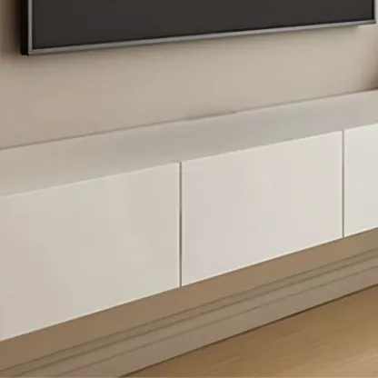 Modern Wooden Wall-Mounted TV Stand in White Image - 7