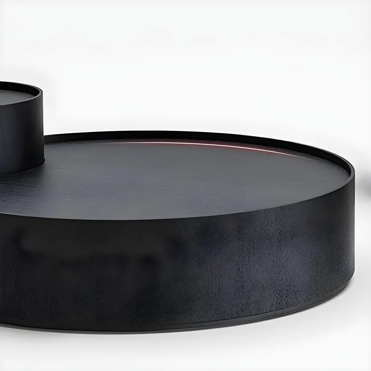 Black Round Modern Nesting Wood Coffee Table with Storage Image - 8 | homeyfad
