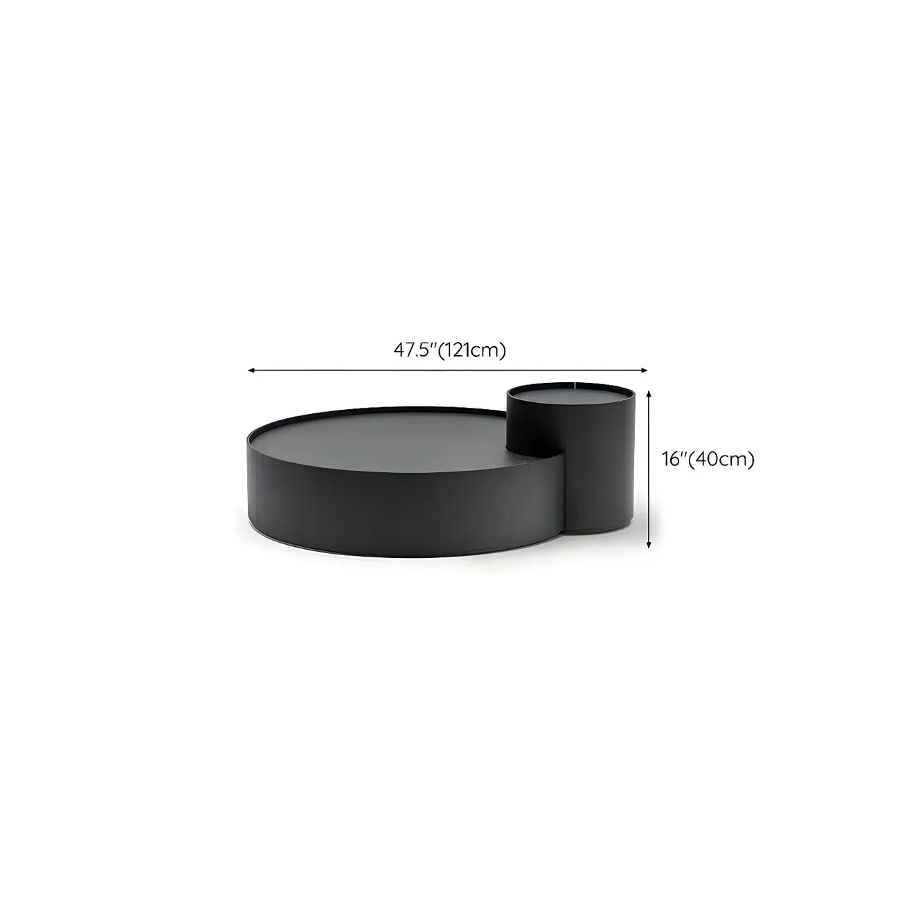 Black Round Modern Nesting Wood Coffee Table with Storage #size | homeyfad