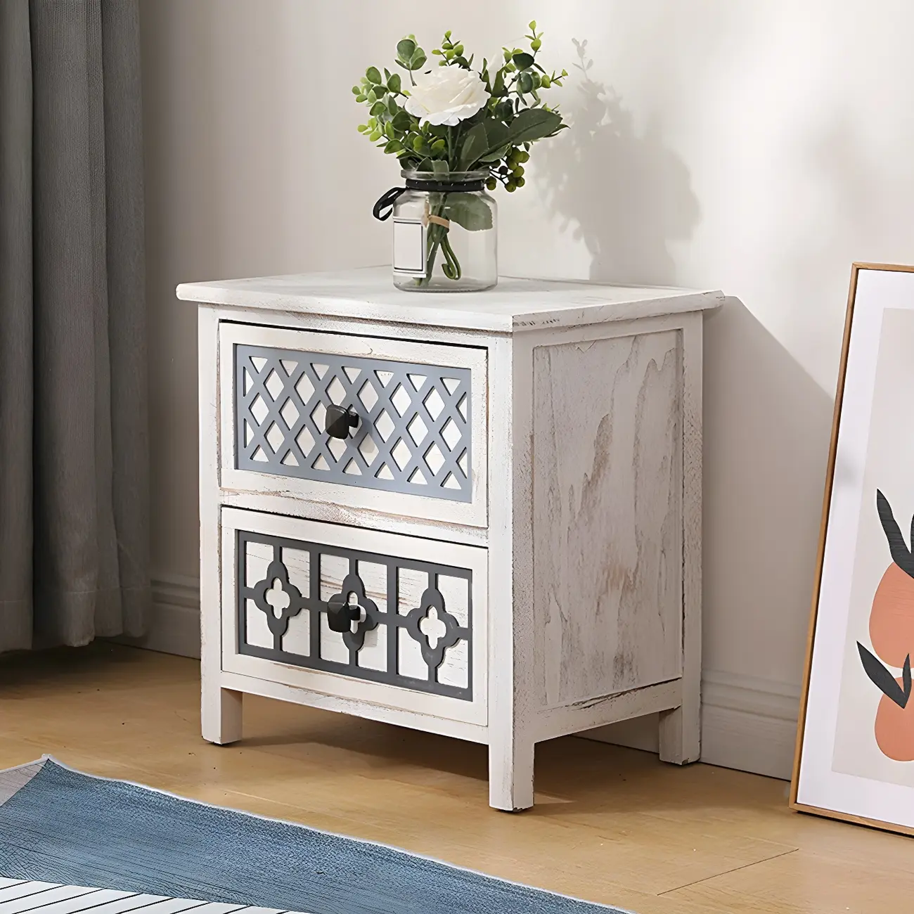 Bohemian Rustic Wood Narrow Bachelor Chest for Bedroom Image - 2 | homeyfad