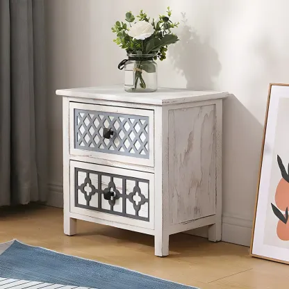 Bohemian Rustic Wood Narrow Bachelor Chest for Bedroom Image - 2