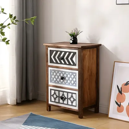 Bohemian Rustic Wood Narrow Bachelor Chest for Bedroom Image - 3