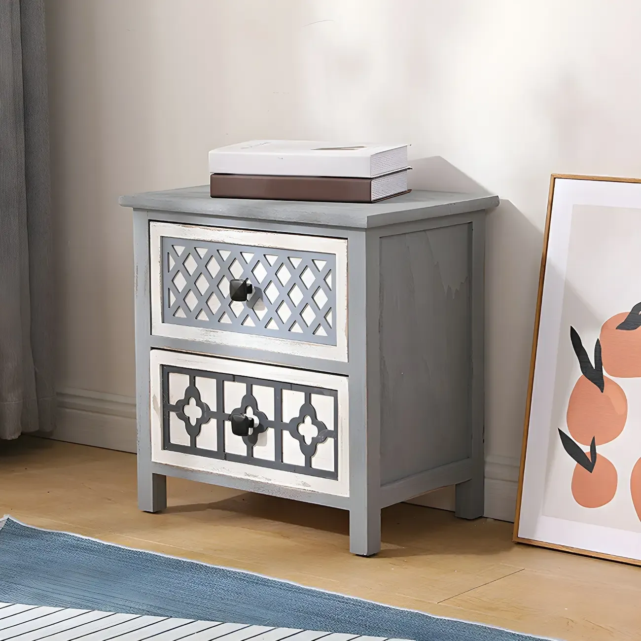 Bohemian Rustic Wood Narrow Bachelor Chest for Bedroom Image - 4