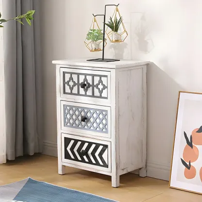 Bohemian Rustic Wood Narrow Bachelor Chest for Bedroom Image - 6