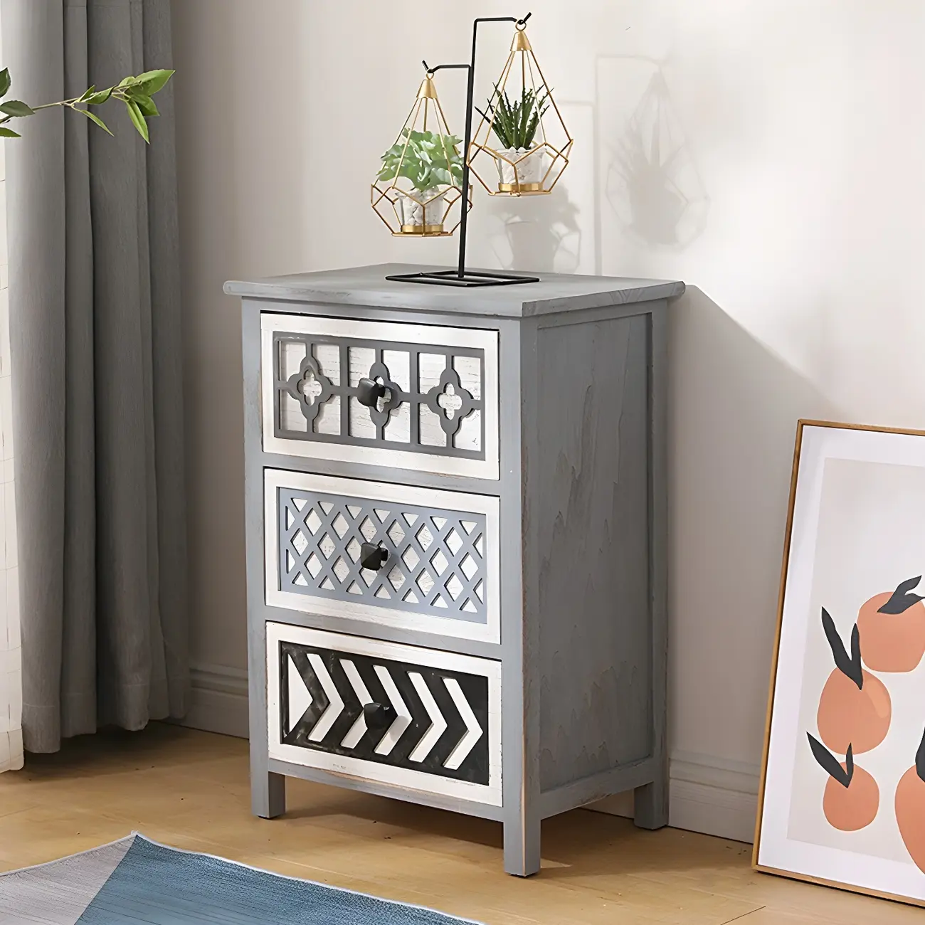 Bohemian Rustic Wood Narrow Bachelor Chest for Bedroom Image - 7 | homeyfad