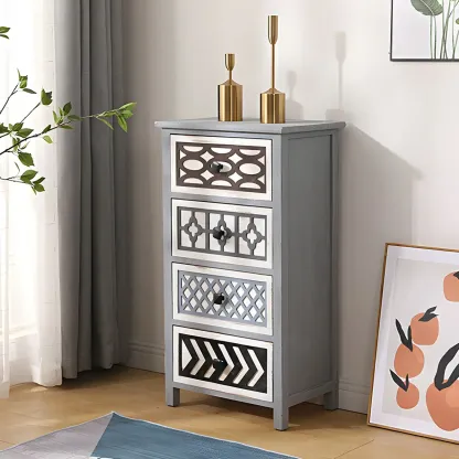 Bohemian Rustic Wood Narrow Bachelor Chest for Bedroom Image - 12