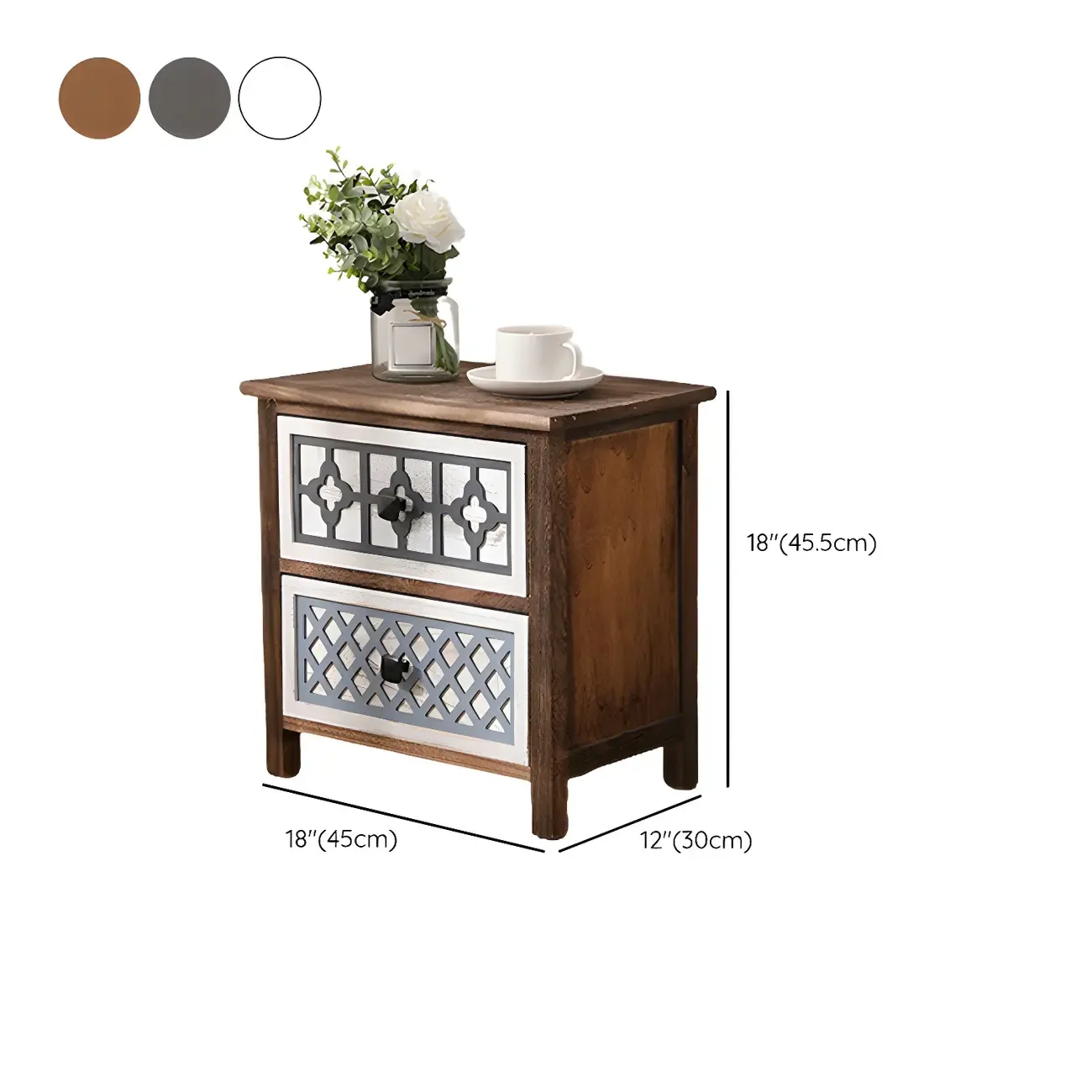 Bohemian Rustic Wood Narrow Bachelor Chest for Bedroom #size