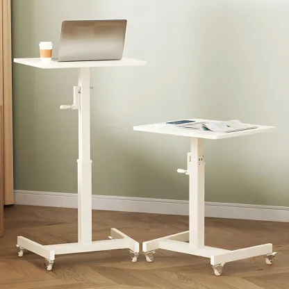 Classic White Wooden Small Adjustable Height Standing Desk Image - 3