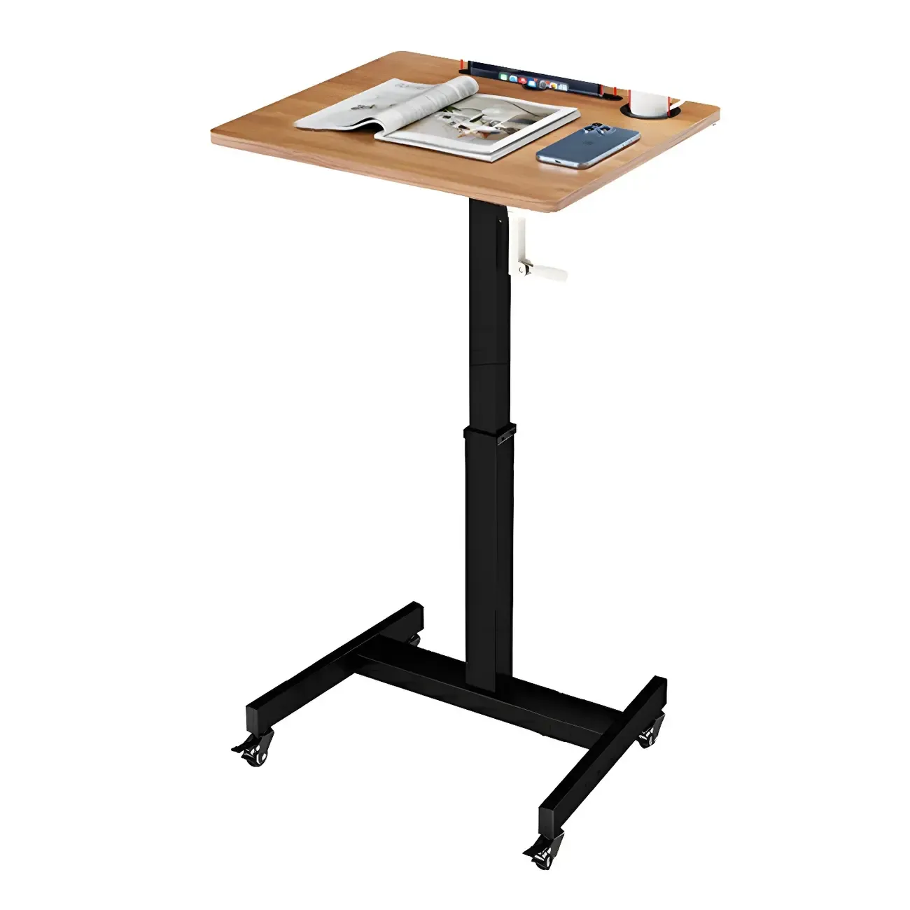 Classic White Wooden Small Adjustable Height Standing Desk Image - 4