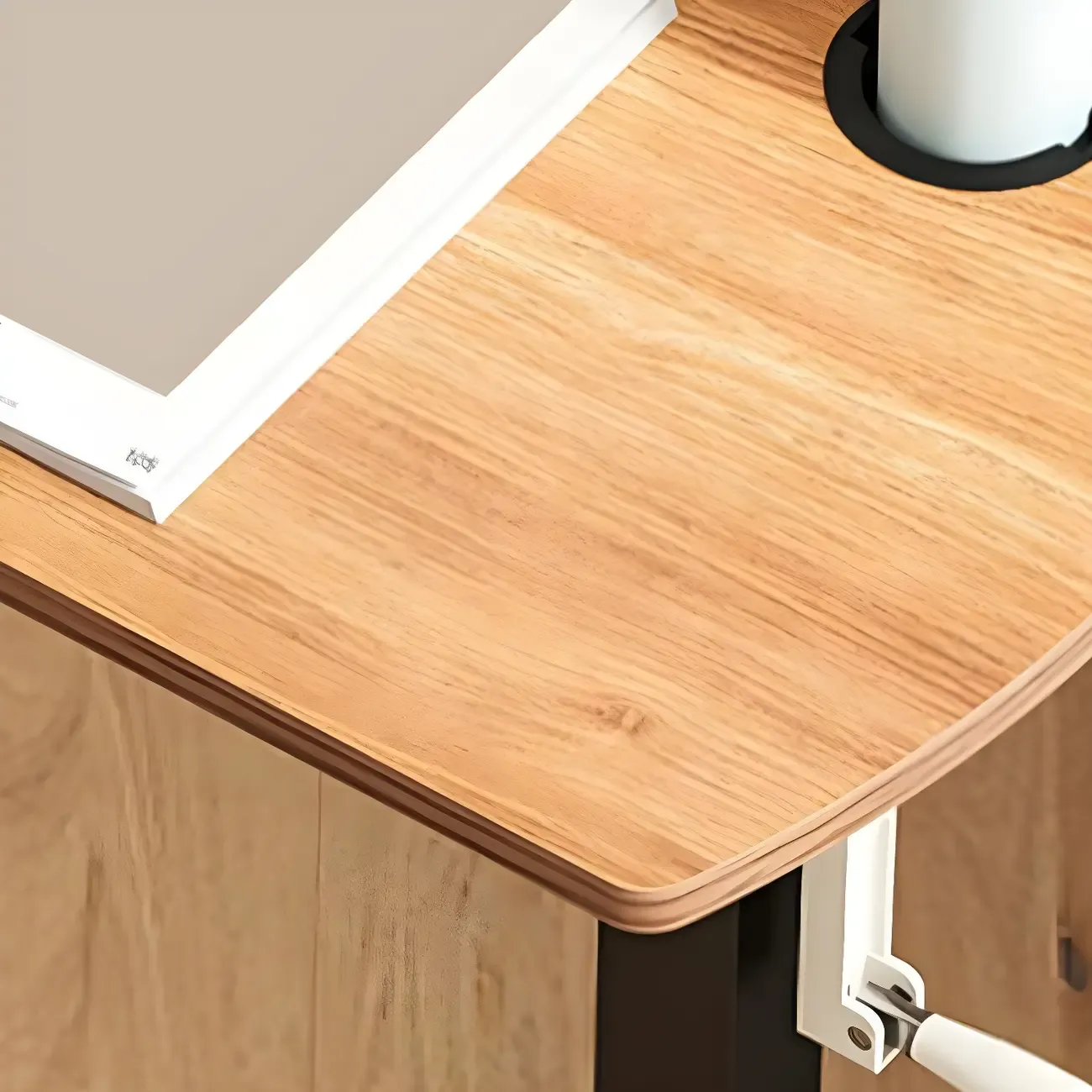 Classic White Wooden Small Adjustable Height Standing Desk Image - 11