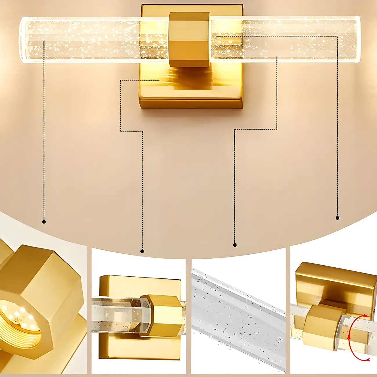 Stylish LED Vanity Light with Crystal Shade for Bathroom Image - 12 | homeyfad