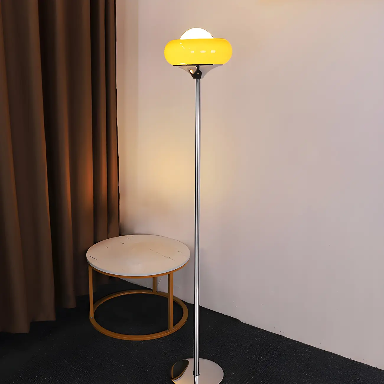 Modern Yellow Bubble Glass Metal LED Floor Lamp Image - 12 | homeyfad