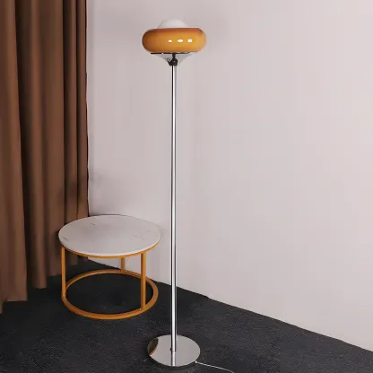Modern Yellow Bubble Glass Metal LED Floor Lamp Image - 7