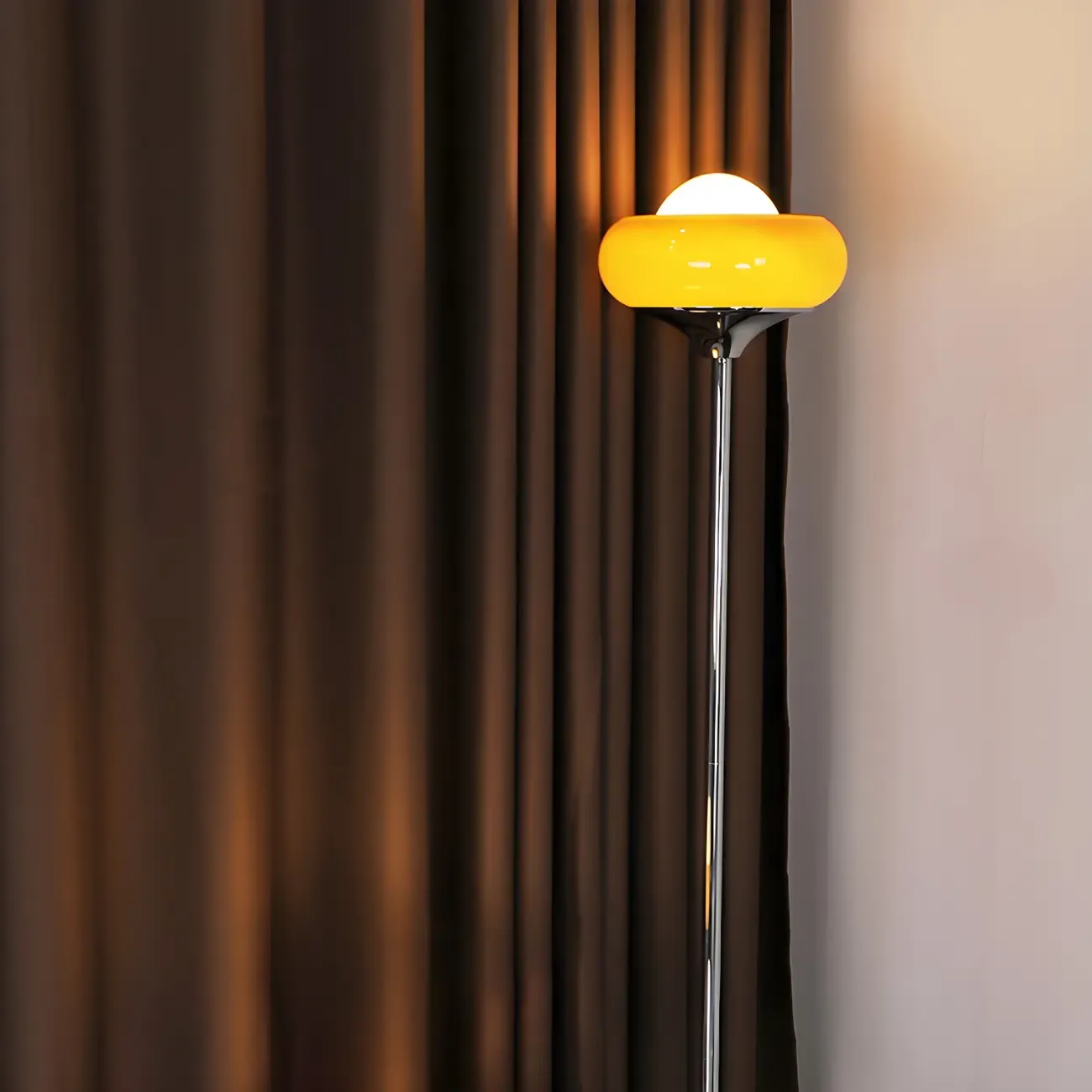 Modern Yellow Bubble Glass Metal LED Floor Lamp Image - 13