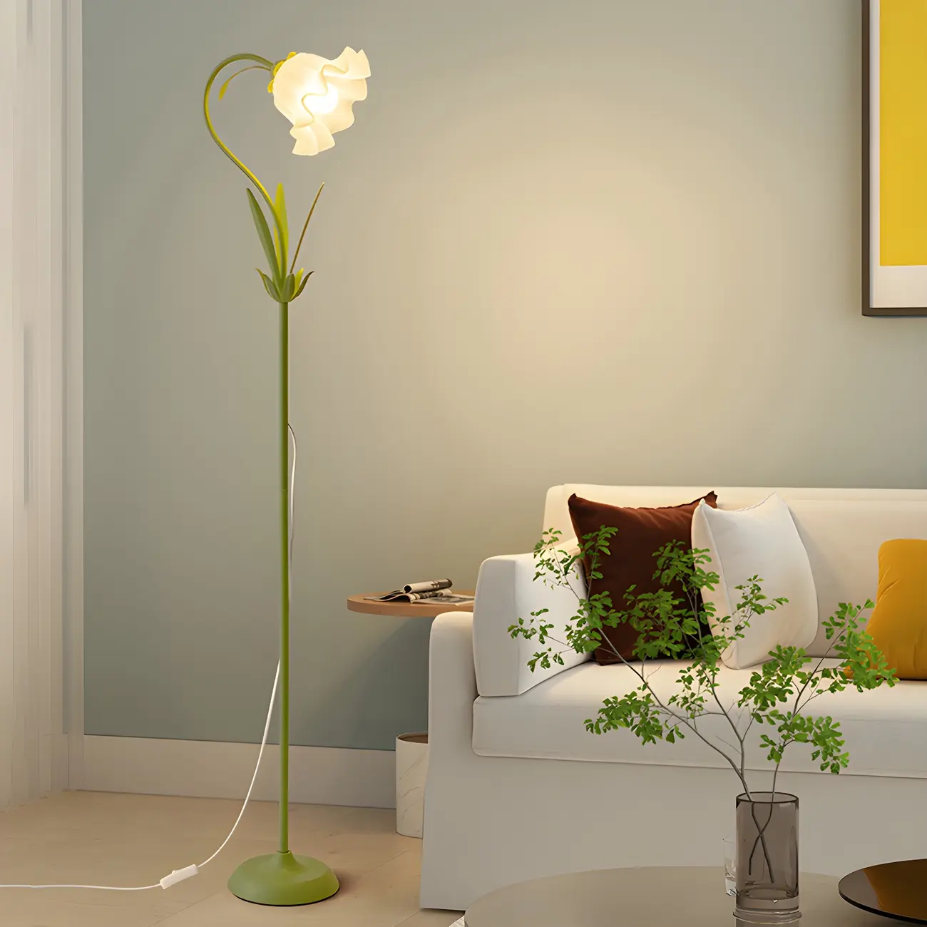 Modern Green Flower Shape Floor Lamp for Living Room Image - 1 | homeyfad