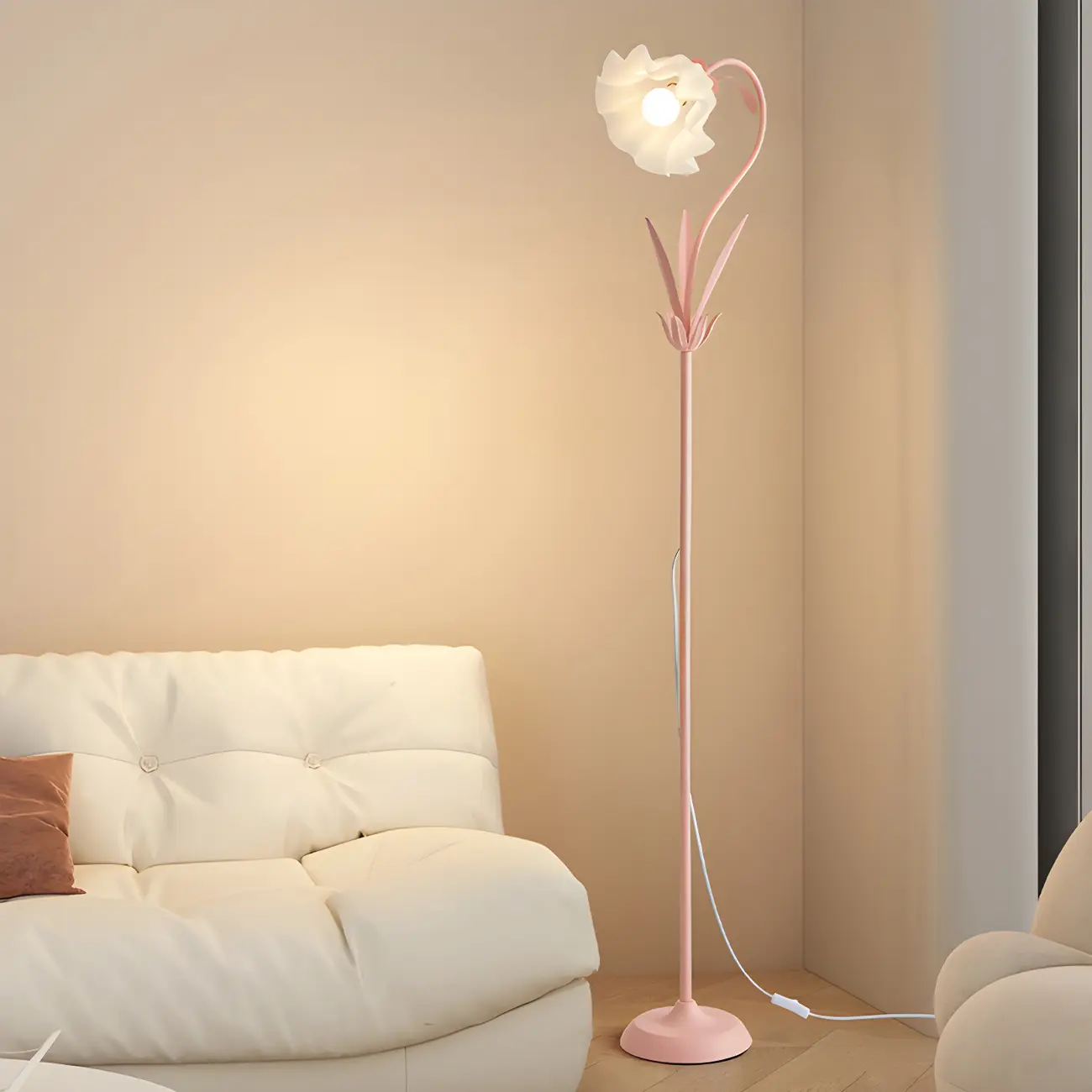 Modern Green Flower Shape Floor Lamp for Living Room Image - 2 | homeyfad