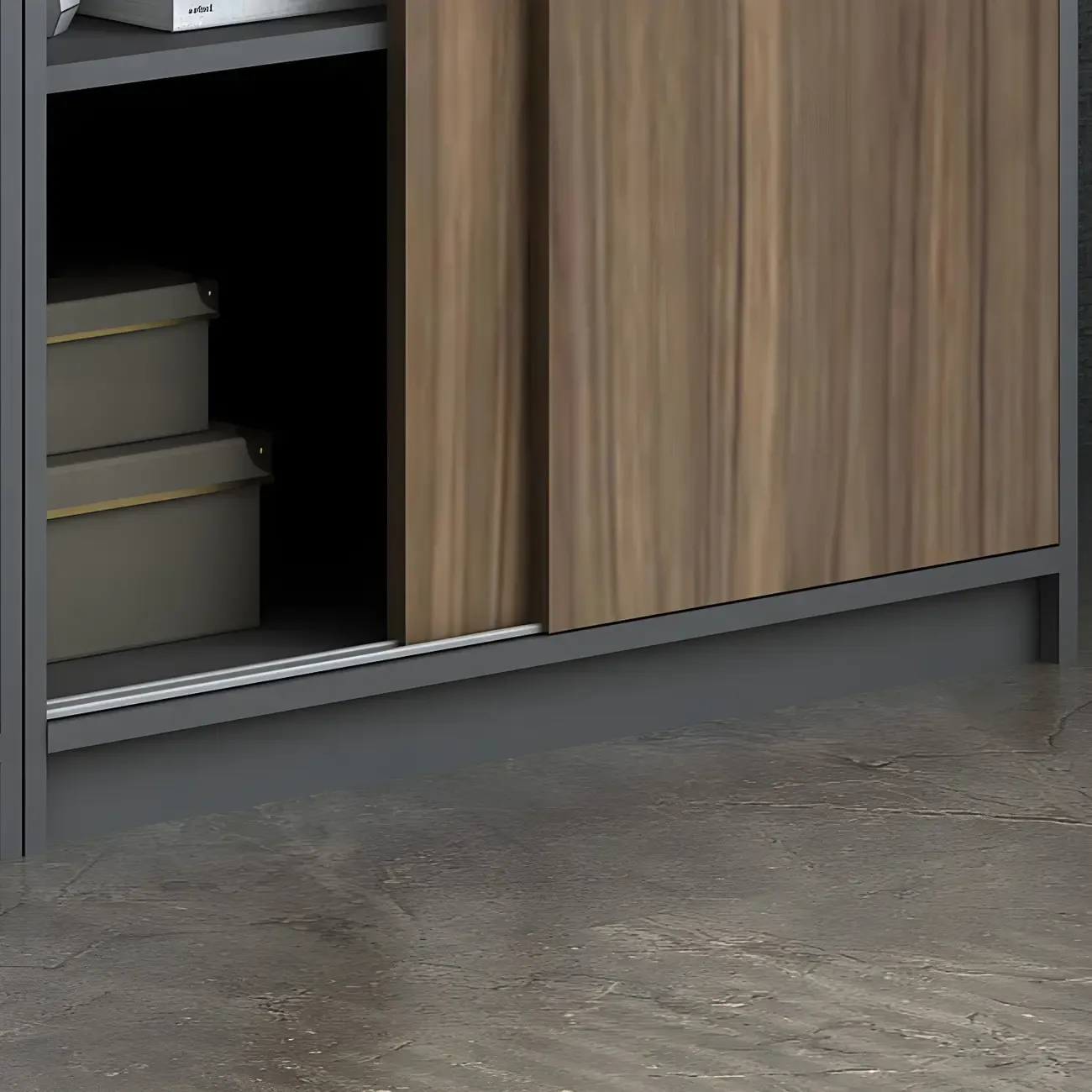 Vintage Brown Wooden Filing Cabinet with Lockable Door for Office Image - 8