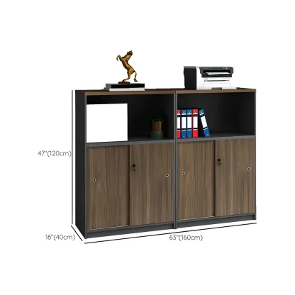 Vintage Brown Wooden Filing Cabinet with Lockable Door for Office Image - 15