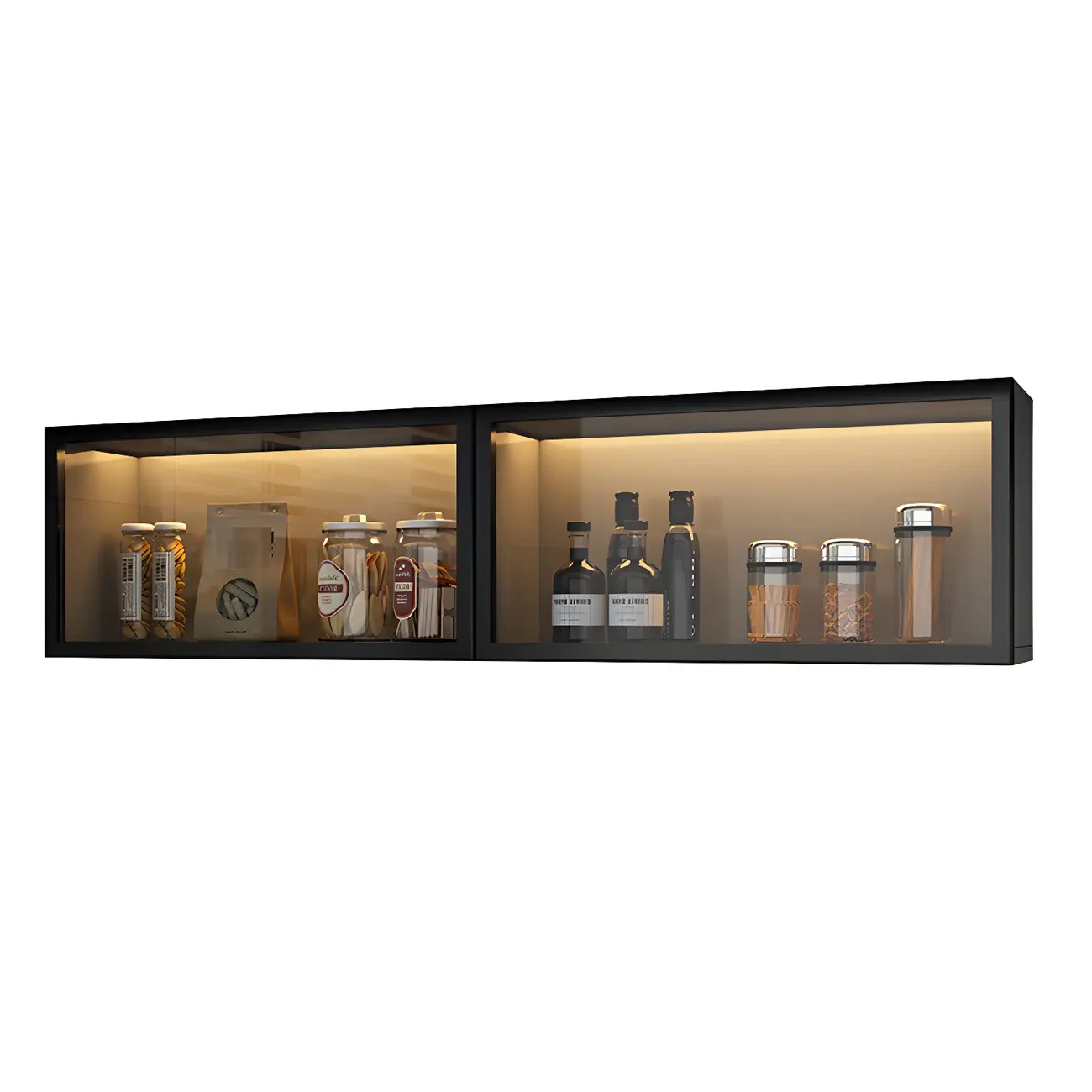 Kitchen Wood Wall Mounted China Cabinet with Glass Door Image - 10 | homeyfad