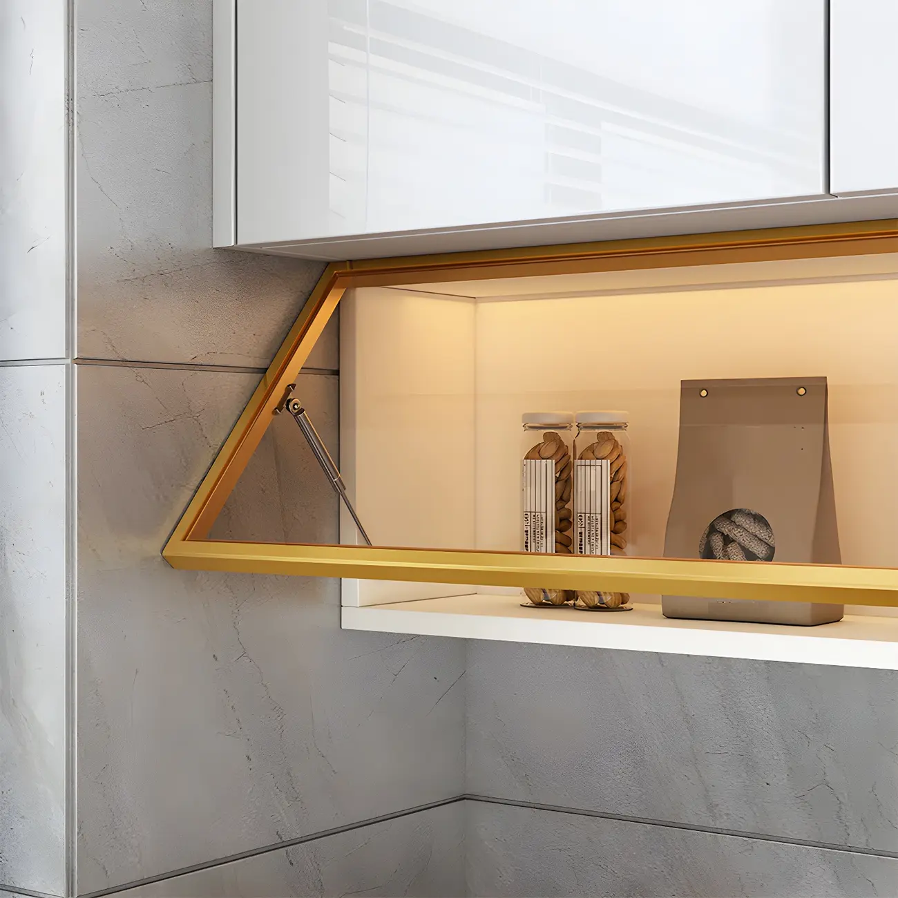 Kitchen Wood Wall Mounted China Cabinet with Glass Door Image - 13 | homeyfad