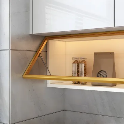 Kitchen Wood Wall Mounted China Cabinet with Glass Door Image - 13