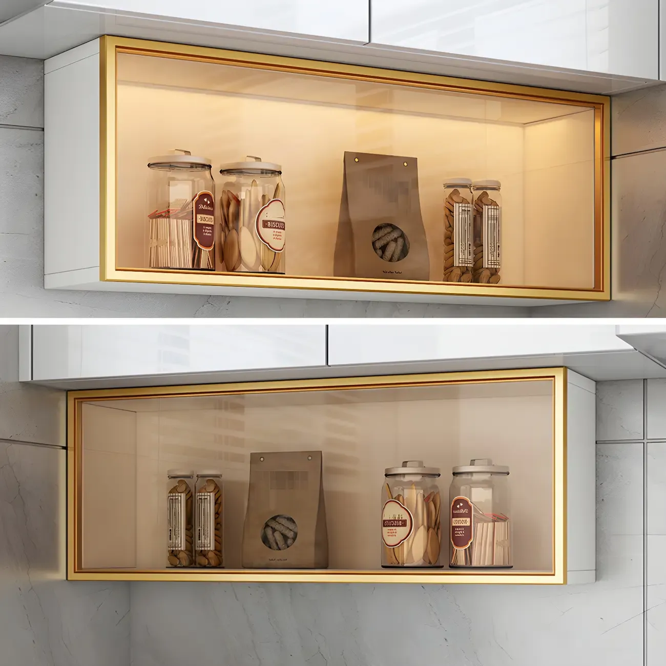 Kitchen Wood Wall Mounted China Cabinet with Glass Door Image - 14