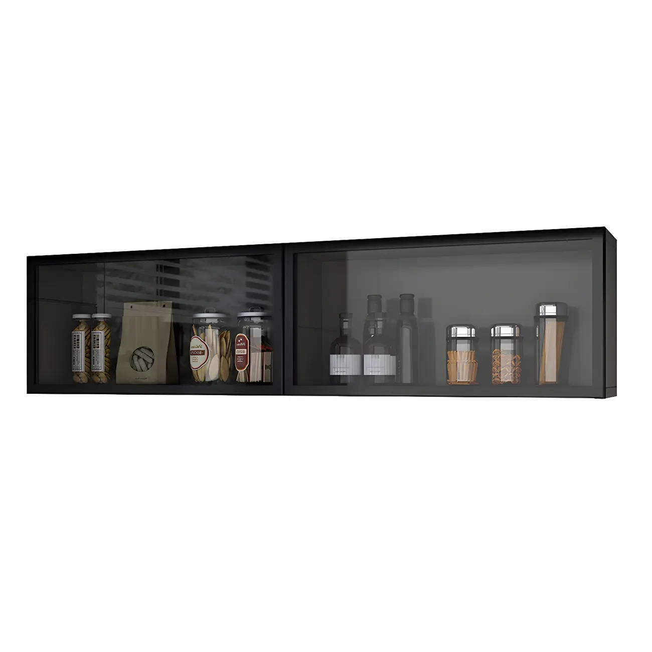Kitchen Grey Wood Wall-Mounted Display Cabinet Image - 3 | homeyfad