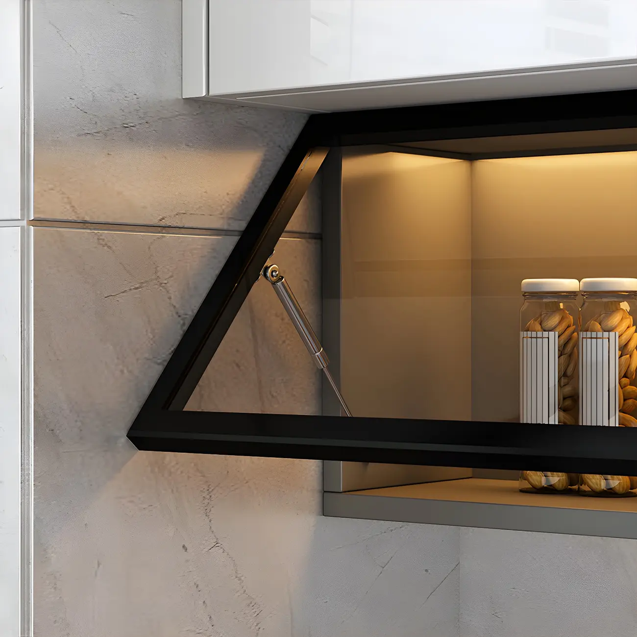 Kitchen Grey Wood Wall-Mounted Display Cabinet Image - 5 | homeyfad