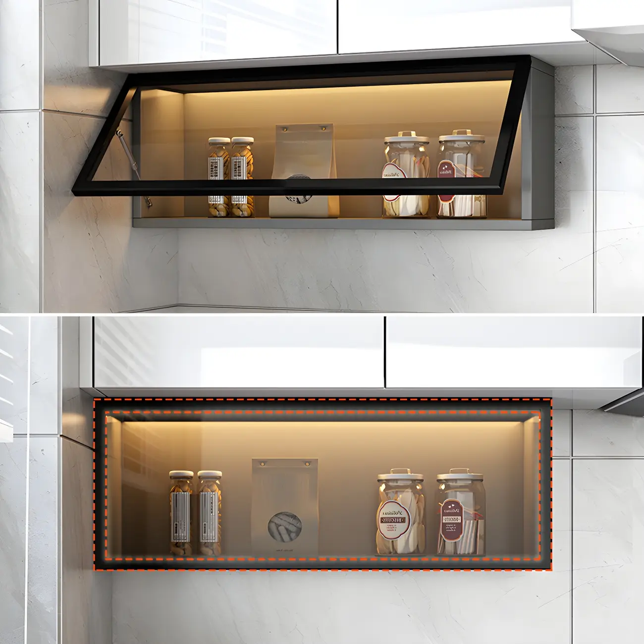 Kitchen Grey Wood Wall-Mounted Display Cabinet Image - 13 | homeyfad