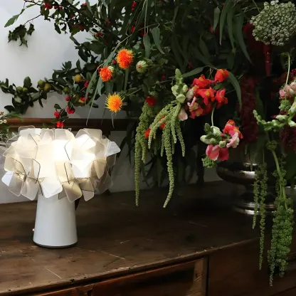 Orange Metal LED Flower Shaped Table Lamp for Bedroom Image - 5