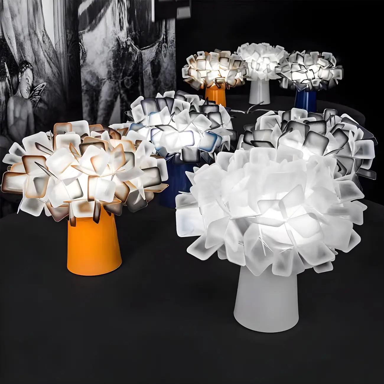 Orange Metal LED Flower Shaped Table Lamp for Bedroom Image - 8 | homeyfad