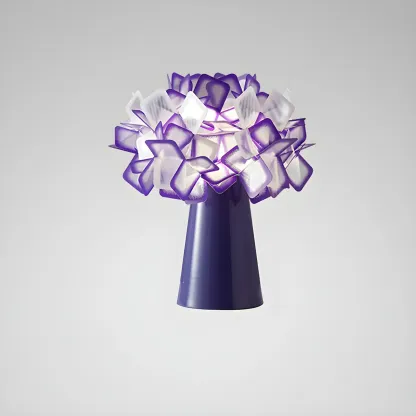 Orange Metal LED Flower Shaped Table Lamp for Bedroom Image - 15