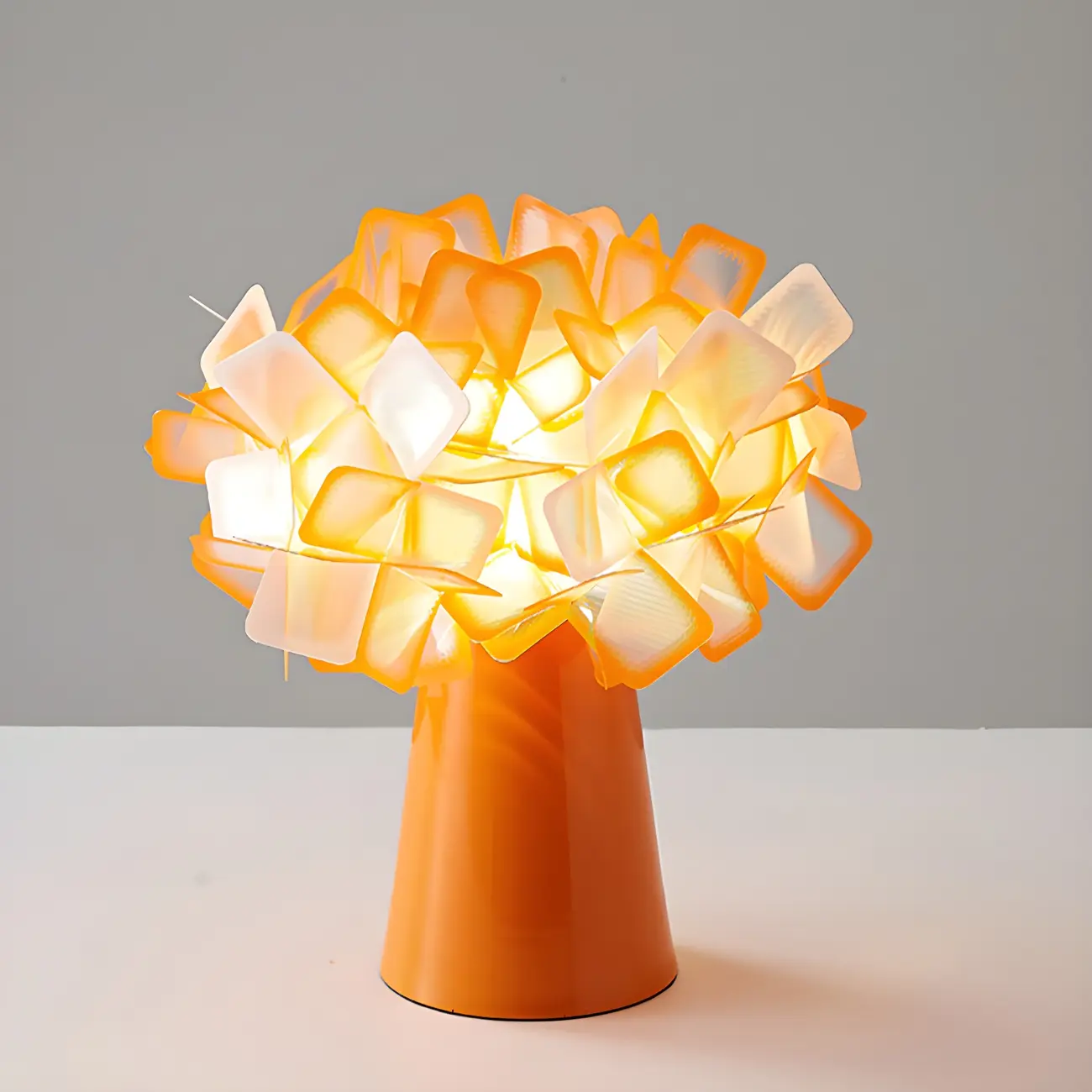 Orange Metal LED Flower Shaped Table Lamp for Bedroom Image - 2 | homeyfad