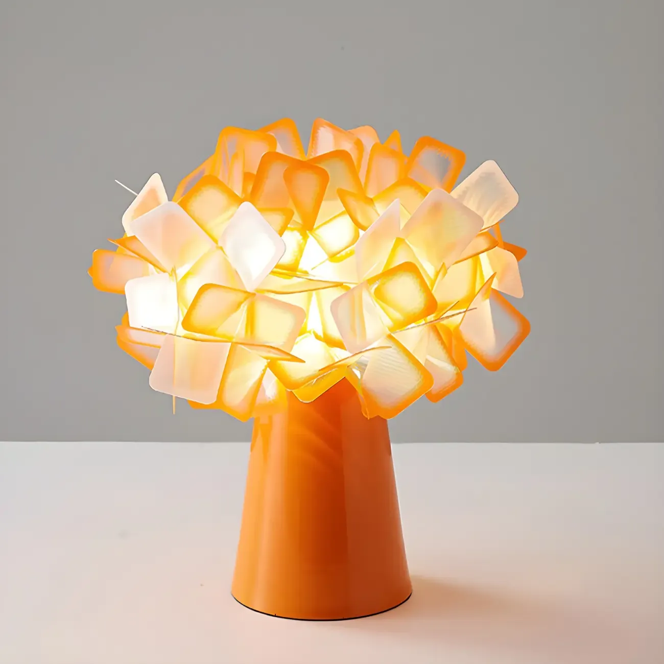 Orange Metal LED Flower Shaped Table Lamp for Bedroom Image - 2