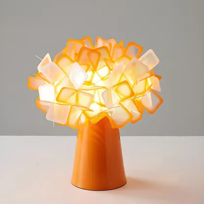 Orange Metal LED Flower Shaped Table Lamp for Bedroom Image - 2