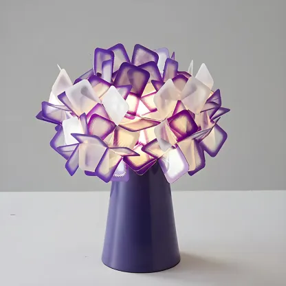 Orange Metal LED Flower Shaped Table Lamp for Bedroom Image - 19