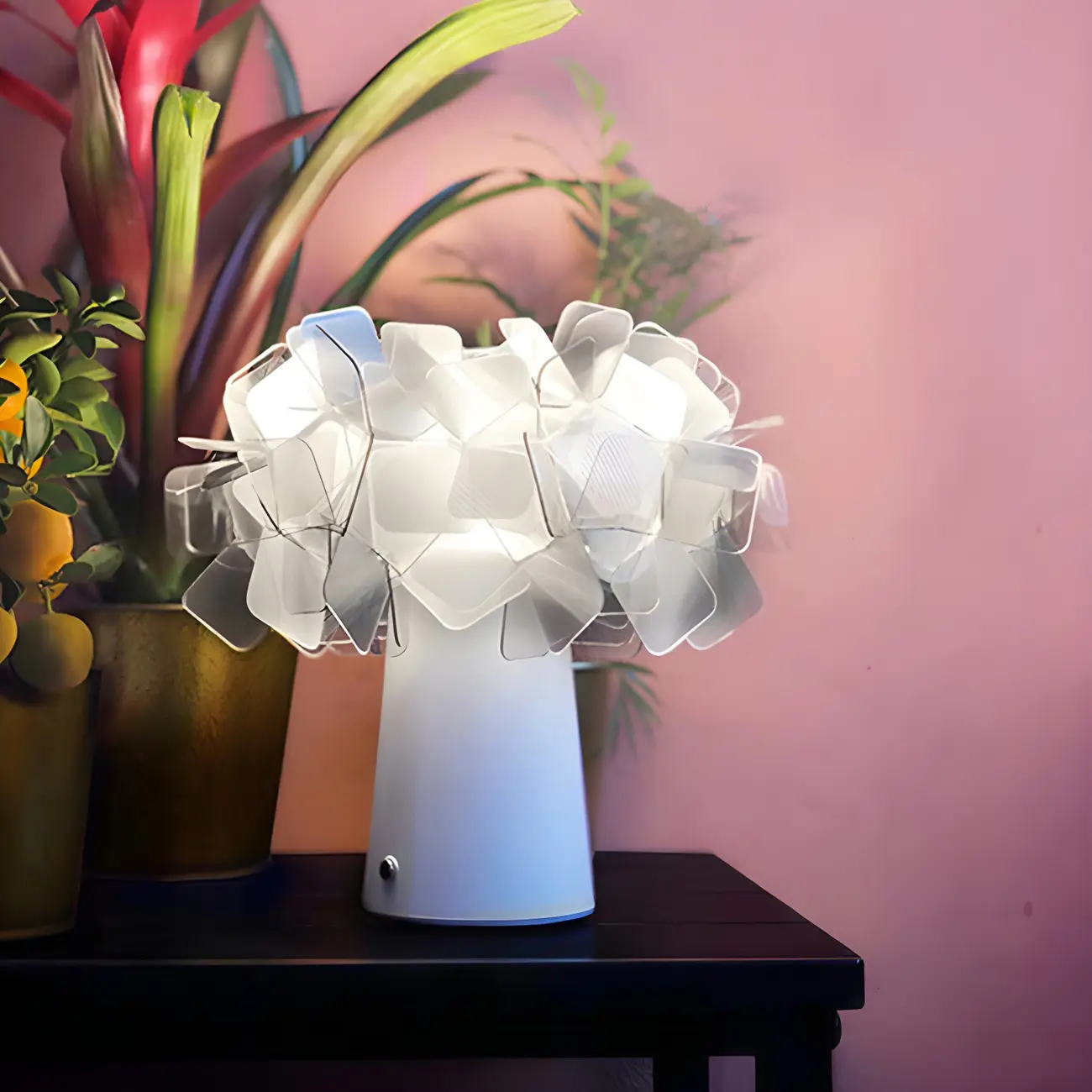 Orange Metal LED Flower Shaped Table Lamp for Bedroom Image - 4 | homeyfad