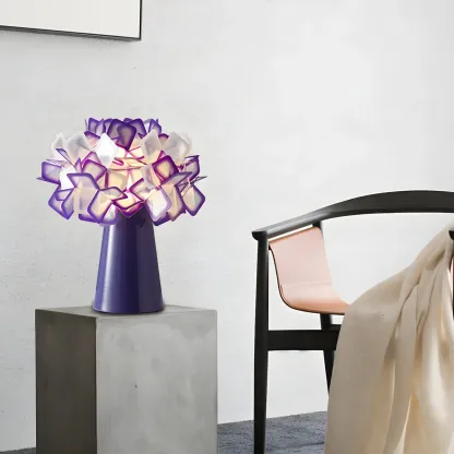 Orange Metal LED Flower Shaped Table Lamp for Bedroom Image - 6