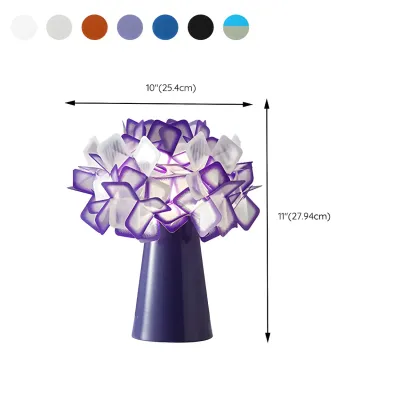 Orange Metal LED Flower Shaped Table Lamp for Bedroom #size