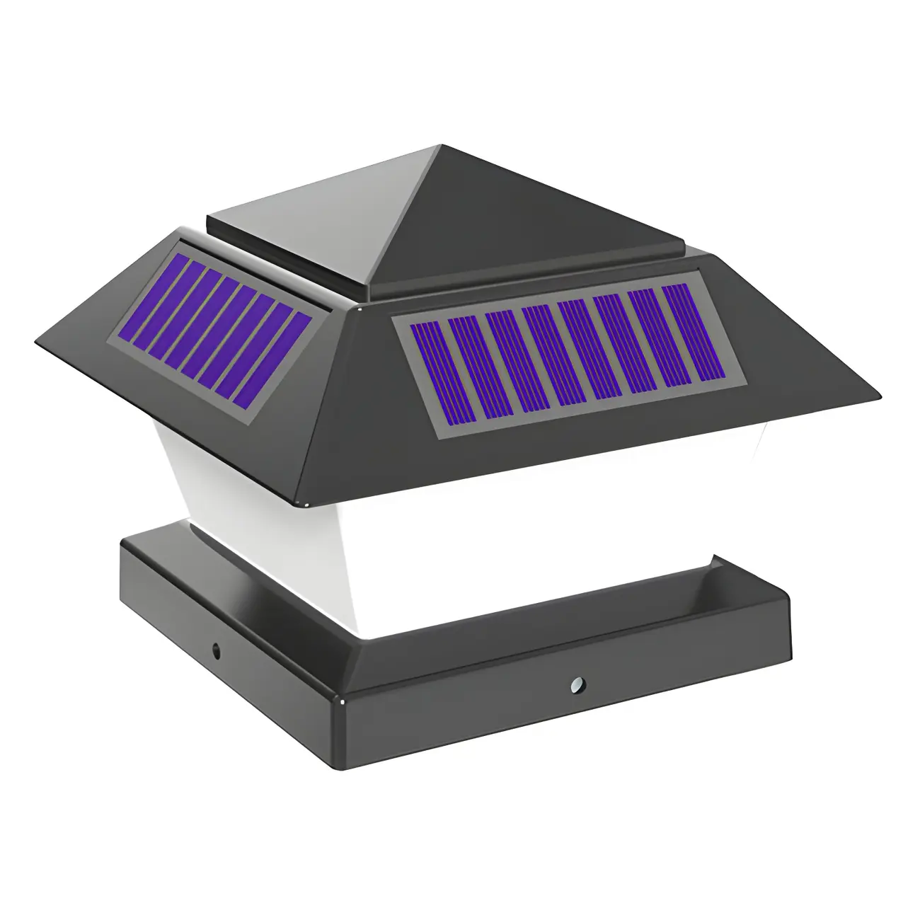 Black Metal Solar Square Pillar Outdoor Light Image - 6 | homeyfad