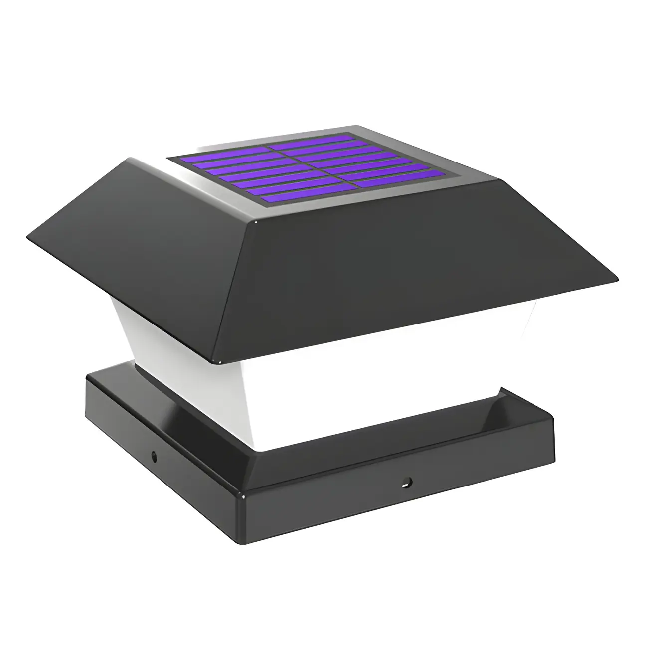 Black Metal Solar Square Pillar Outdoor Light Image - 7 | homeyfad