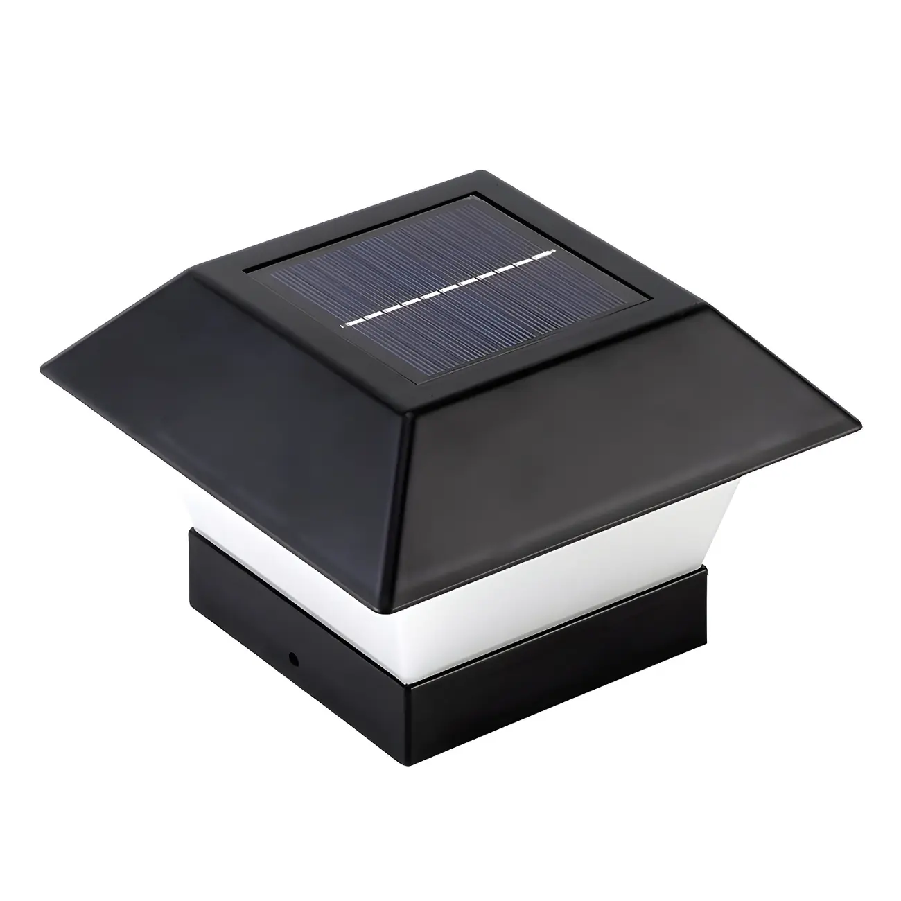 Black Metal Solar Square Pillar Outdoor Light Image - 8 | homeyfad