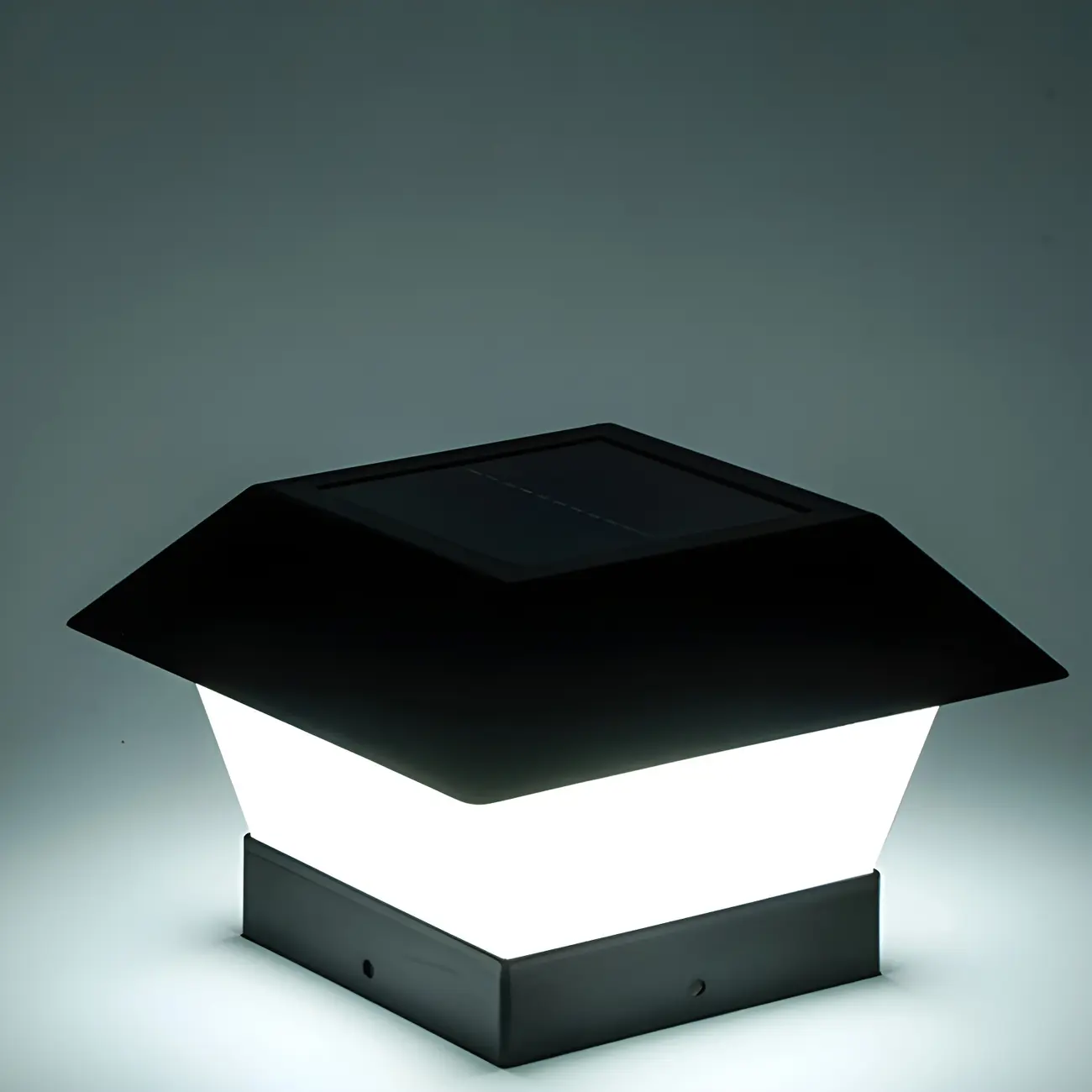 Black Metal Solar Square Pillar Outdoor Light Image - 13 | homeyfad