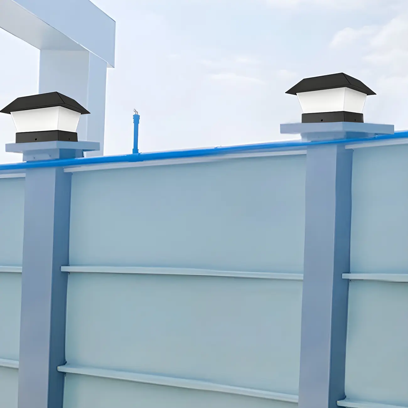 Black Metal Solar Square Pillar Outdoor Light Image - 14 | homeyfad