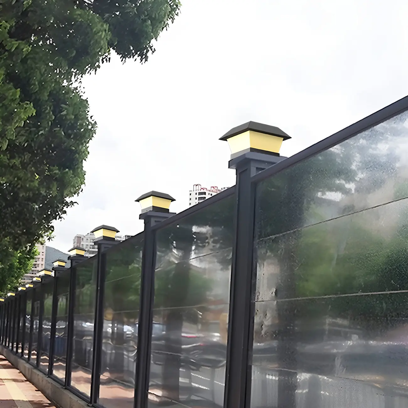 Black Metal Solar Square Pillar Outdoor Light Image - 17 | homeyfad