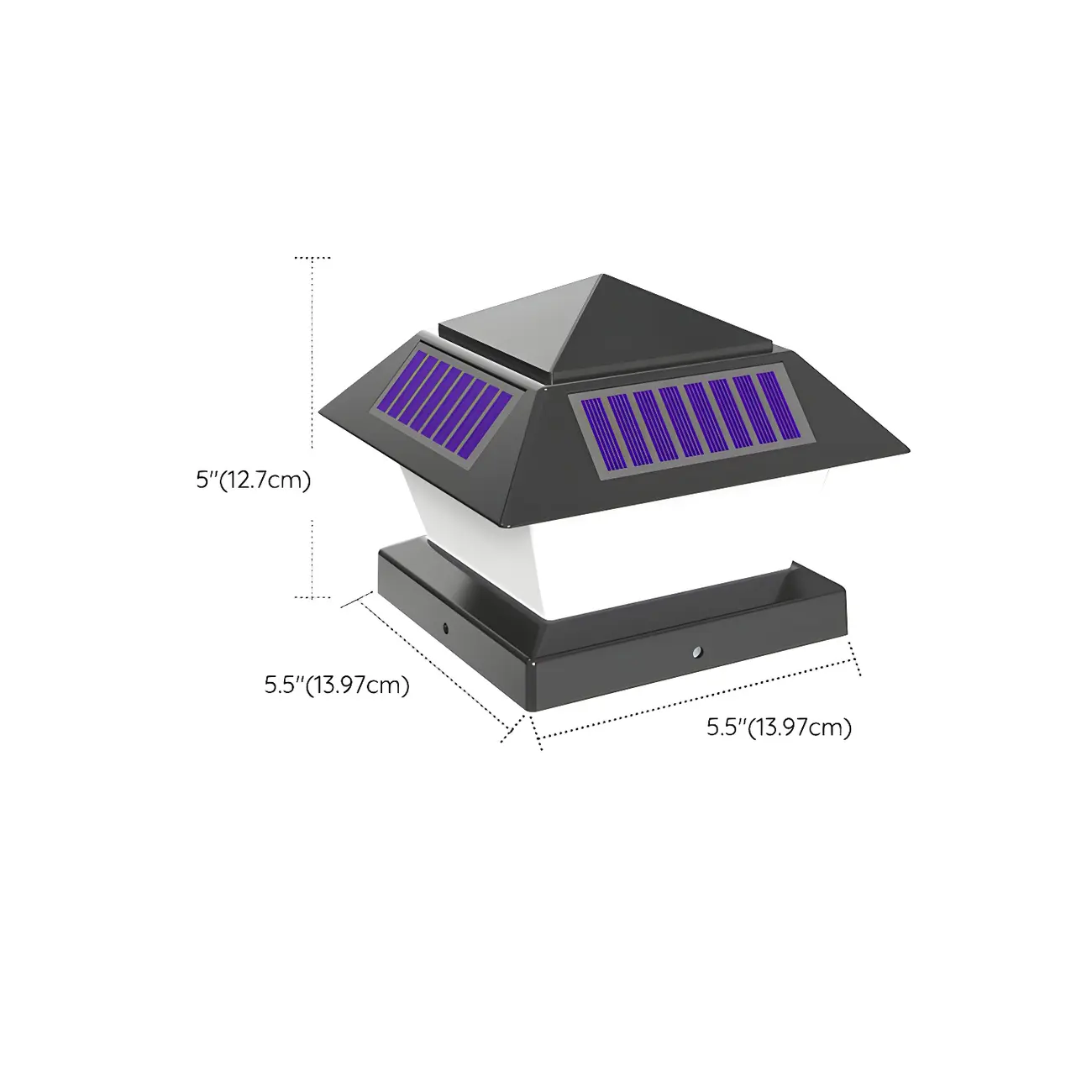 Black Metal Solar Square Pillar Outdoor Light Image - 19 | homeyfad