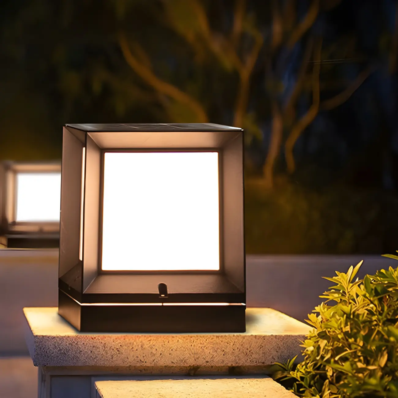 Waterproof Metal Black Square Solar Outdoor Post Lights | homeyfad