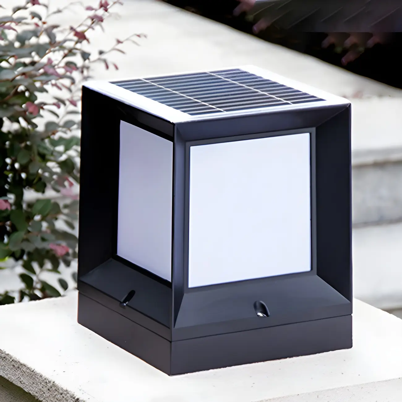 Waterproof Metal Black Square Solar Outdoor Post Lights | homeyfad